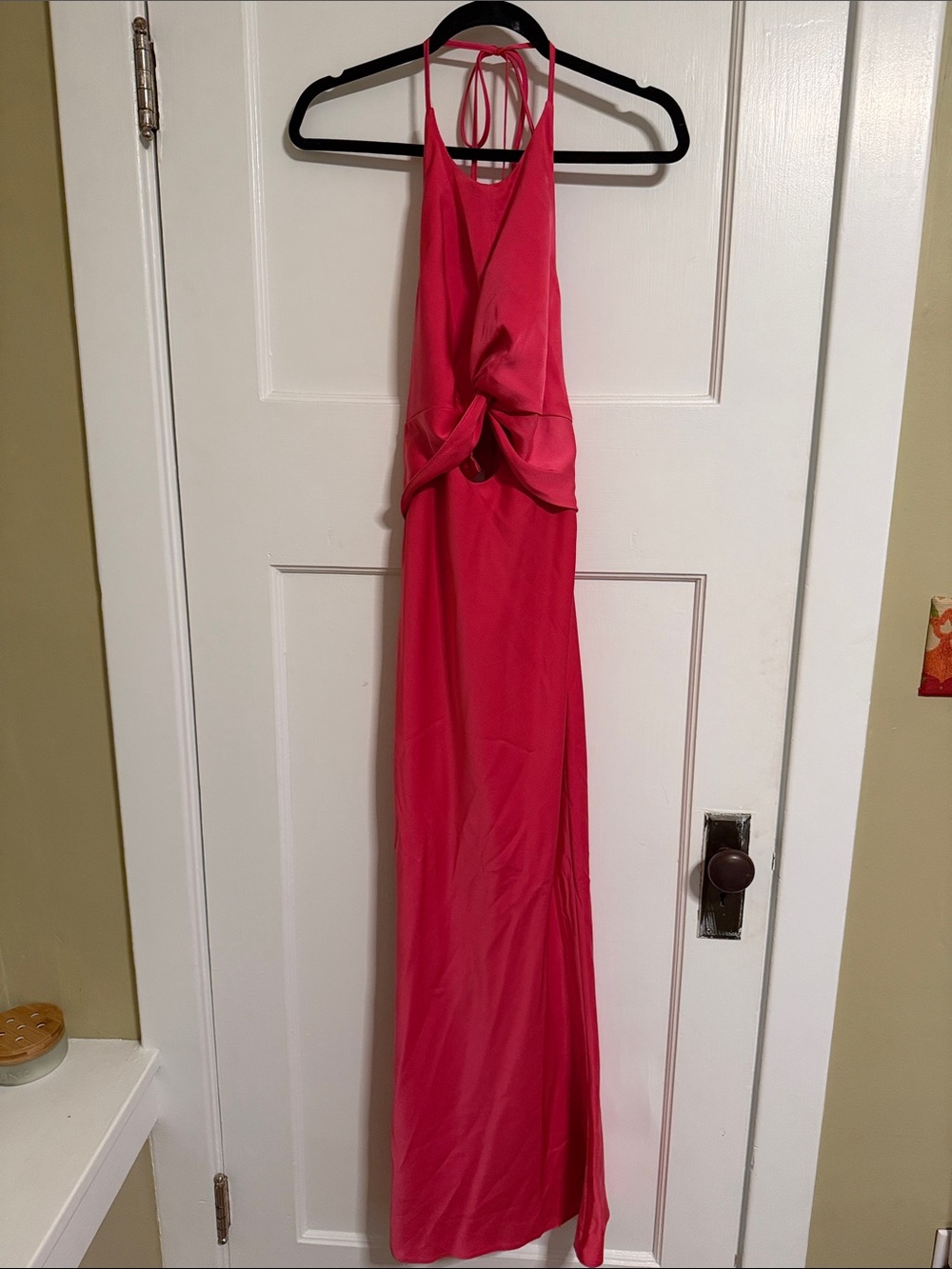 ASOS Petite Hot Pink Halter Twist-Front Maxi Dress